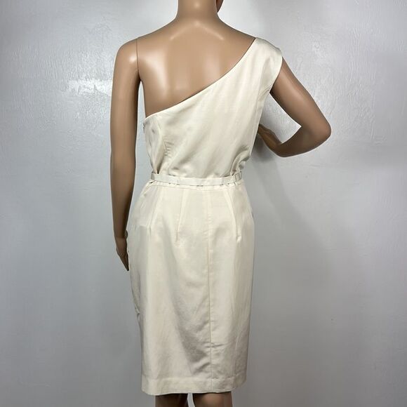 Glint One Ivory Shoulder Cotton Silk Blend Cocktail Dress Size 14 - Picture 5 of 12